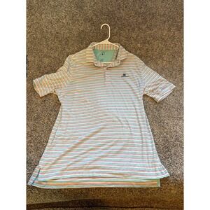 JOHNNIE-O Mens Large Striped Polo Shirt Golf Casual Short Sleeve